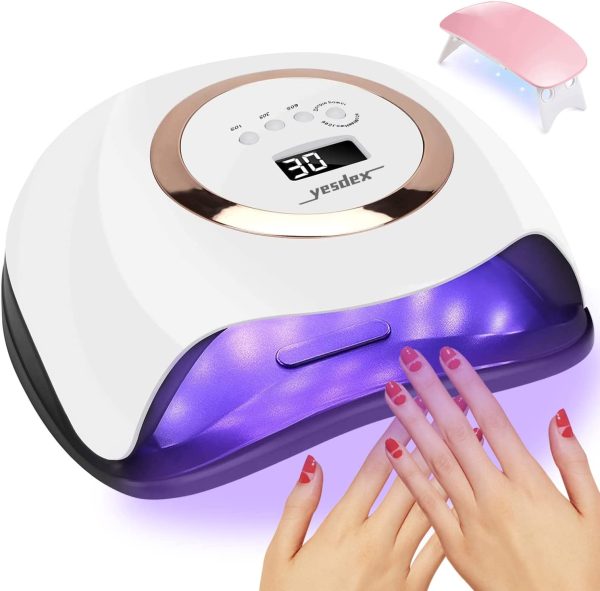 YESDEX UV Nail Lamp, Professional 168W UV LED Nail Dryer for Gel Polish, Ultra Fast Gel Nail Dryer 42 LED UV Curing Lamp for Resin Curing & Gel Nail Dryer with 4 Timer Setting (BUY ONE GET ONE Mini Portable USB UV Nail Dryer FREE) - Image 5