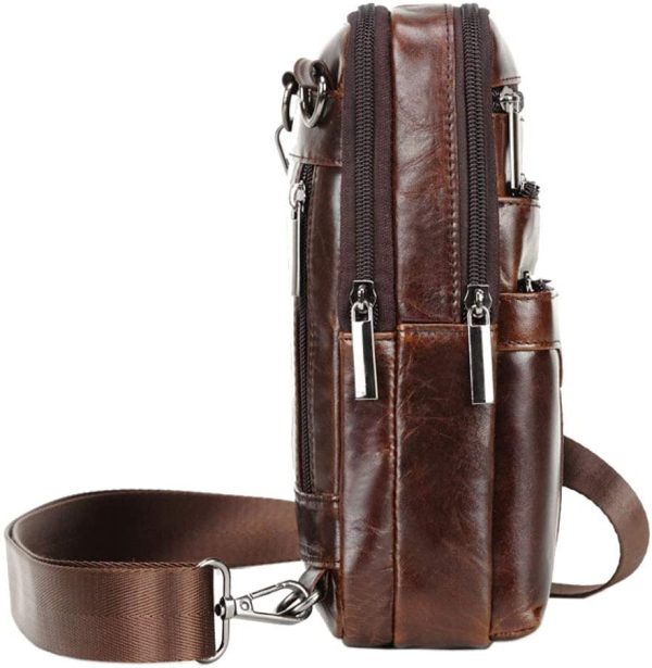 Leather Shoulder Messenger Bag for Men Travel Business - Image 2