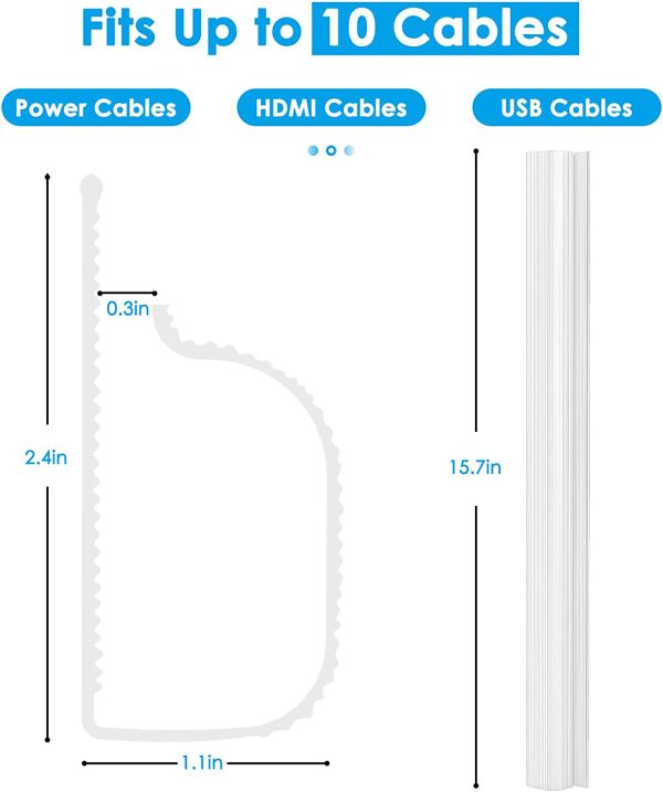 Upgraded J Channel Cable Raceway, Under Desk Cable Management Tray, Cable Tray for Desk Wire Management, 62.8in Cord Organizer for Office and Home, 4X L15.7in x W1.1in x H2.4in, JCC01-White - Image 2