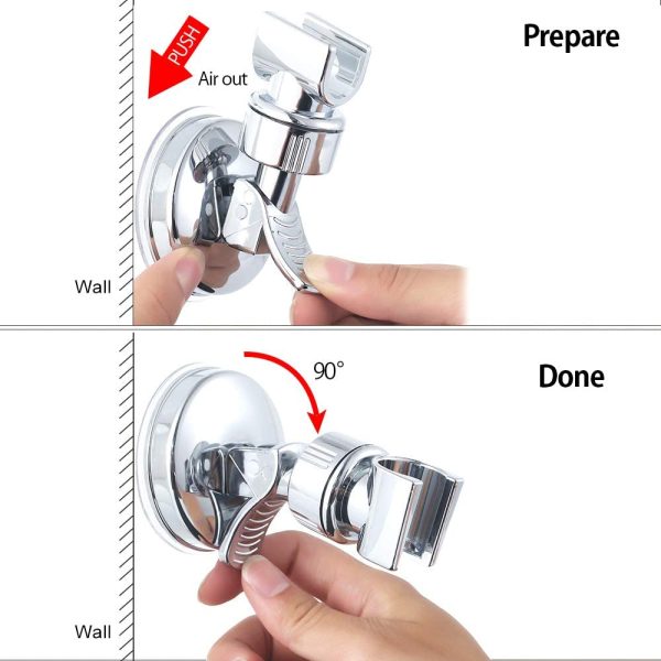 Shower Head, Adjustable Rotatable Bathroom Suction Cup Shower Head Wall Mount Plastic ABS Bracket Removable Shower Arm Handheld Showerhead Bracket - Image 6