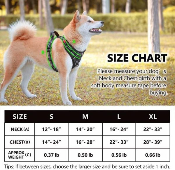 PoyPet No Pull Dog Harness, No Choke Reflective Oxford Outdoor Vest, Adjustable Pet Harnesses with 2 Leash Clips, No Choke Reflective Oxford Outdoor Vest, Easy Control Padded Handle for Small Medium Large Dogs (Black,S) - Image 4