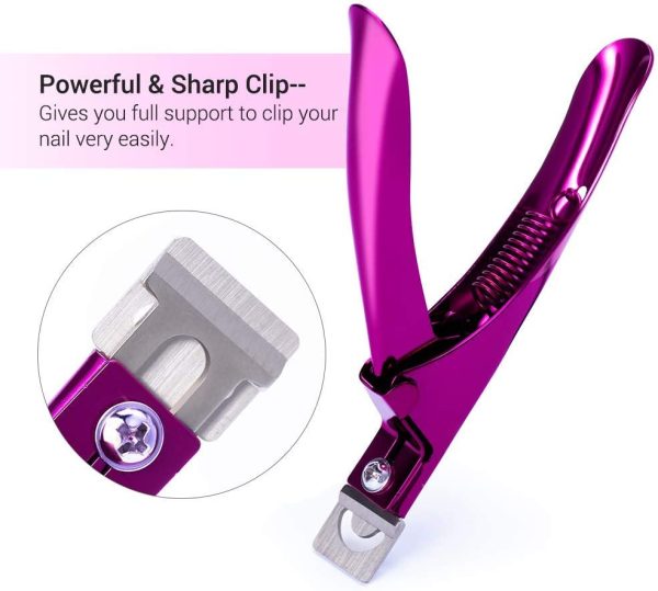 MOTYYA Nail Tip Clipper Cutter, Rustproof Stainless Steel Artificial Acrylic False Nail Trimmer Sharp Clip for Manicure Pedicure, Salon Home Nail Art Tool Cutting Pliers, Purple - Image 8