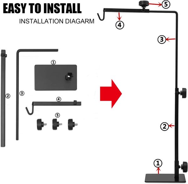 lehom Reptile Heat Lamp Stand Adjustable Floor Light Stand 23.6-35.4inch Metal Lamp Holder Bracket Support Kit for Reptile Terrarium Tank Vivarium Habitat Cage - Image 8