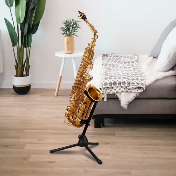 Saxophone Stand Foldable Alto/Tenor Sax Stand Portable Saxophone Bracket Adjustable Sax Holder Support Metal Triangle Base Design