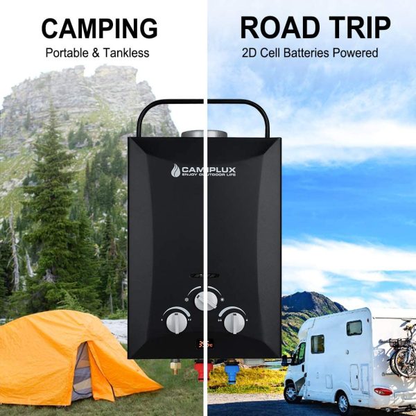 Portable Gas Hot Water Heater Camping Shower Caravan Outdoor LPG Black - Image 2