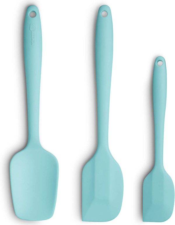 Silicone Spatula 3-Piece Set, Ergonomic Handle High Heat-Resistant Spatulas, Non-Stick Rubber Spatulas with Stainless Steel Core, Aqua Sky - Image 3