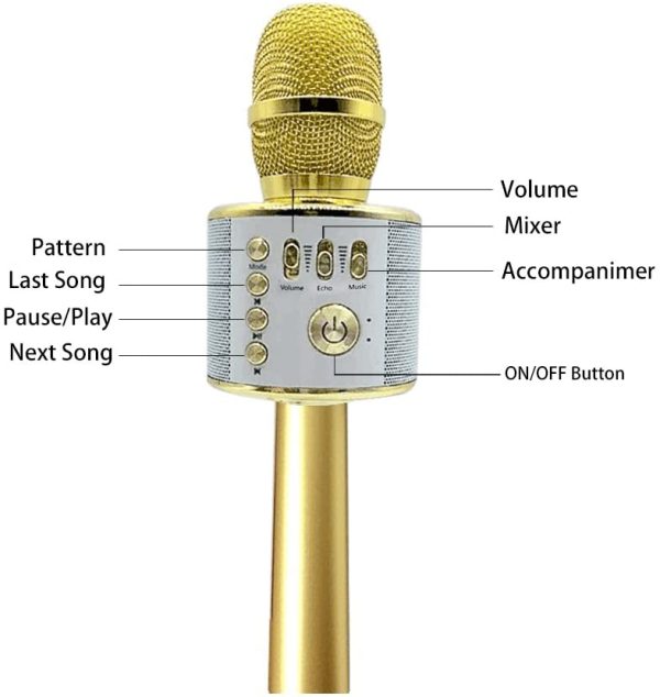 Microphone KAMLE Wireless Bluetooth Karaoke - for Valentine's Day & Birthday Day Party Portable Hand Speaker Stereo Player KTV Karaoke Mic for iPhone/Android/iPad/Sony/TV and All Smartphone(Gold) - Image 2