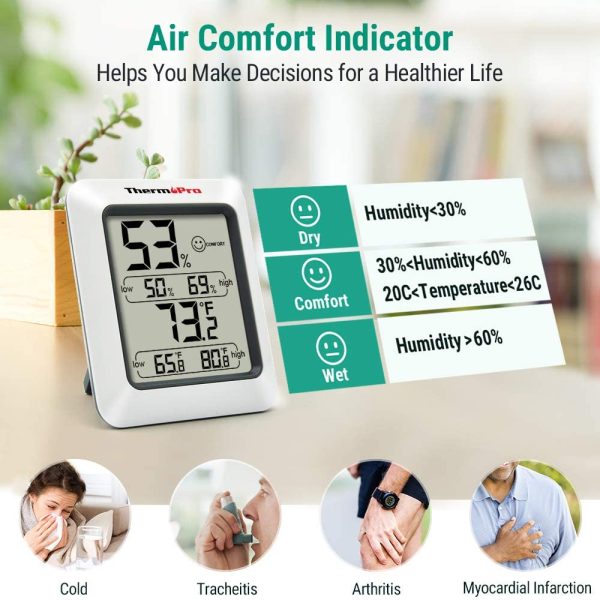 ThermoPro TP50 Digital Hygrometer Indoor Thermometer Humidity Monitor with Temperature Humidity Gauge - Image 4