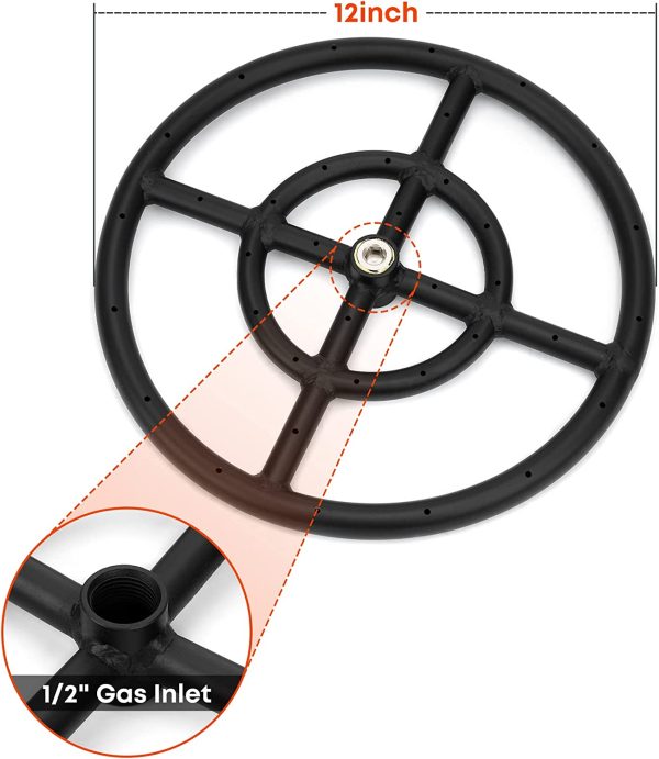 Stanbroil Natural Gas Fire Pit Burner Ring Installation Kit, Black Steel, 12-inch - Image 4