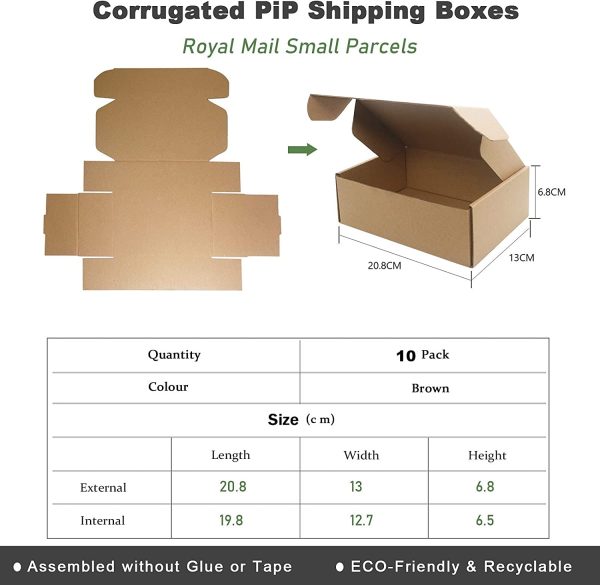 Corrugated Cardboard Shipping Boxes, 208x130x68mm Small Parcel Boxes, Packaging Mailing Boxes for Business, Posting, Small Packet Shipping, Storing or Gift(Pack of 10) - Image 7