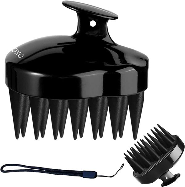 OXORT Wet & Dry Hair Scalp Massager ?C Waterproof Scalp Brush with 1 inch long Soft Silicone Bristles & Hanging String for Reduced Dead Cell, Flaky Skin & Dandruff ?C Suitable for All Hair Type and Style (Black) - Image 2