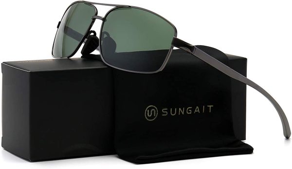 SUNGAIT Ultra Lightweight Rectangular Polarized Sunglasses UV400 Protection - Image 4