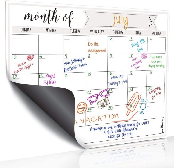 Magnetic Dry Erase Refrigerator Calendar by , Large Calendar Whiteboard Monthly Planner - 2 Fine Tip Markers and Large Eraser- Planner White Board, Kitchen Fridge Calendar White Board - Image 3