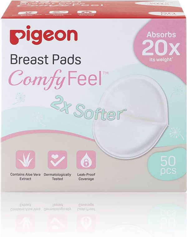 Pigeon ComfyFeel Breast Pads with Aloe Vera Extract, Ultra-Soft & Super Absorbent, 50 Pcs White - Image 3