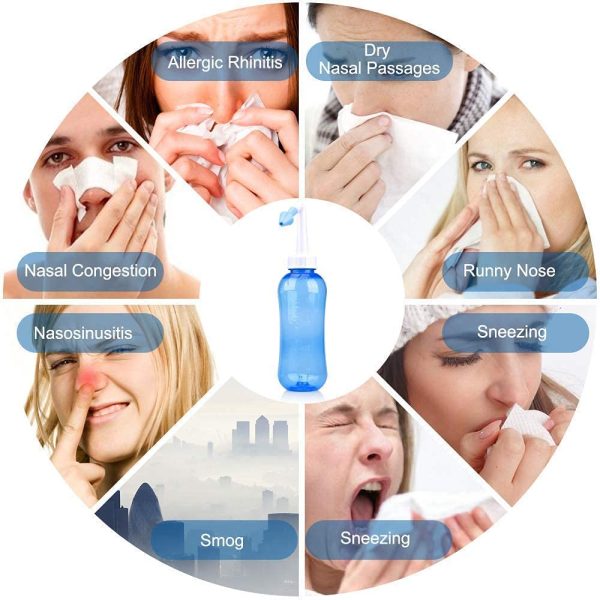 Darate Neti Pot Sinus Rinse Bottle 300 ML, Nose Wash Cleaner Pressure Rinse Nasal Irrigation for Adult & Kid BPA Free with Sticker Thermometer (300ml Bottle) - Image 5