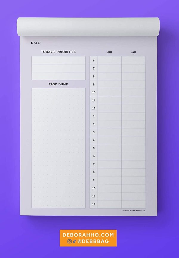 Daily Timeblock Planner A5 - Undated, Productivity, to-Do List, TimeBoxing, Time Management, Notepad, Diary - Image 4