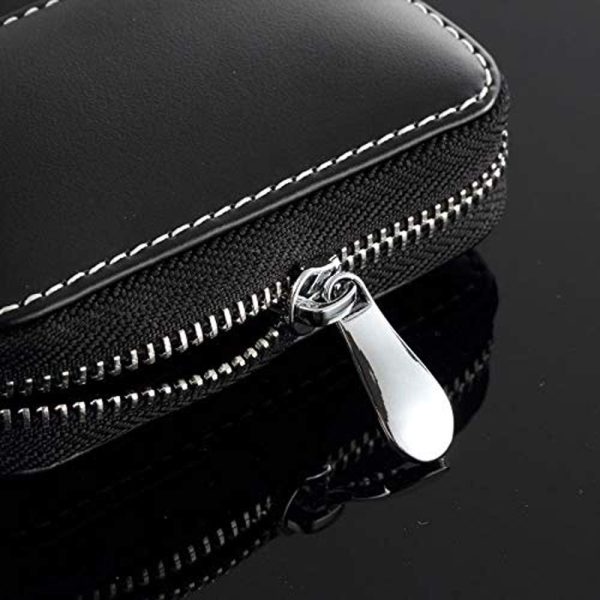 Car Key case for Mercedes-Benz,Genuine Leather Car Smart Key Chain Keychain Holder Metal Hook and Keyring Zipper Bag for Remote Key Fob - Black for Chevrolet