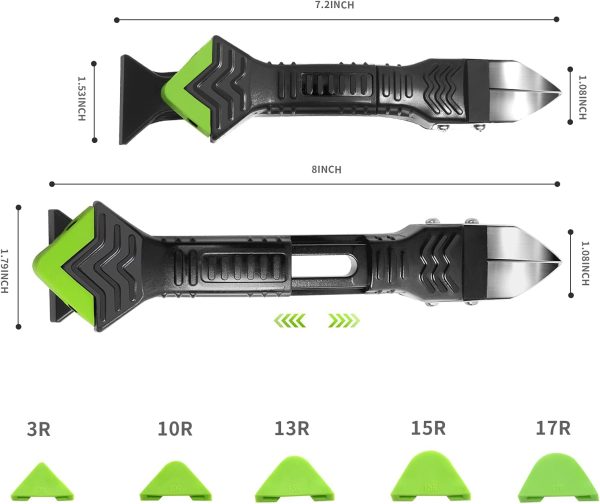 Silicone Caulking Tool kit, Caulk Remover tool, 5 in 1 Silicone Grout Removal Finishing Angle Sealant Scraper(Stainless Steelhead) for Bathroom Kitchen Floor Window Sink Joint(15 Pieces) - Image 3