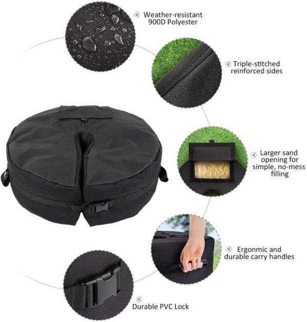 Patio Umbrella Base Weight Bag 18"" Round Sand Stand Detachable Weatherproof Parasol Umbrella Weights Sand Bags, Heavy Duty, for Flagpole or Outdoor Patio Umbrella Stand - Image 4