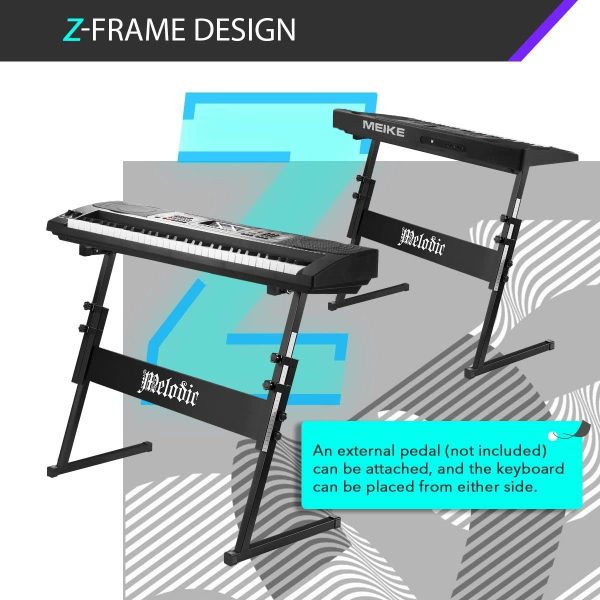 Melodic Keyboard Stand Stool Set Folding Piano Seat Adjustable Chair - Image 5