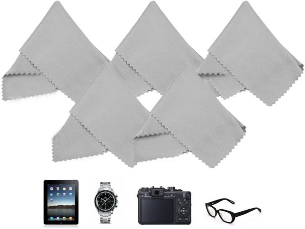 Microfiber Cleaning Cloths - 10 Cloths and 2 White Cloths - Ideal for Cleaning Glasses, Camera Lenses, Tablets, iPhone, Android Phones, LCD Screens 5 Black + 5 Grey - Image 3