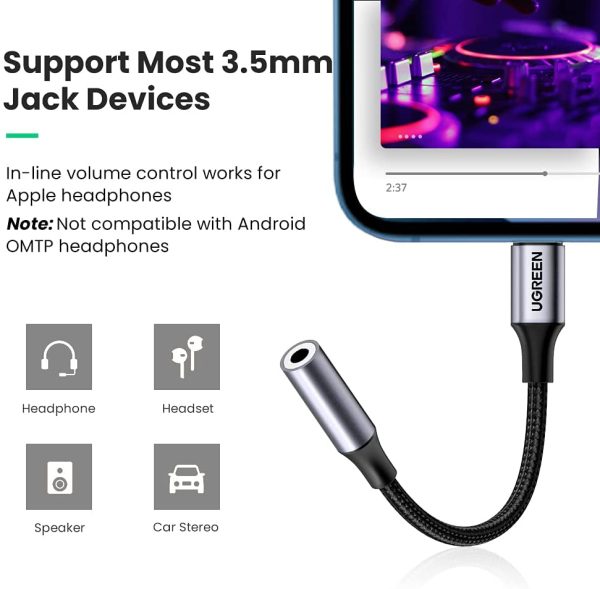 Lightning to 3.5mm Adapter Apple MFi Certified Headphone Adapter for iPhone Lightning to Audio Aux Jack Dongle Converter Compatible with iPhone 13 Mini 12 Pro SE 11 Pro Max X XR XS 8 8P, Grey - Image 9