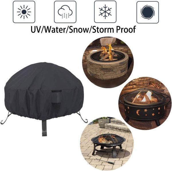 Saking Patio Fire Pit Cover Round 26 x 12 inch Waterproof Windproof Anti-UV Heavy Duty Gas Firepit Furniture Table Covers - Image 3