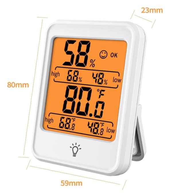 Magnetic Indoor Hygrometer Digital Thermometer MC41, White, Backlight??No Batteries in Pack?? - Image 5