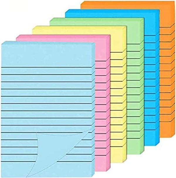 Post-it Super Sticky Notes,Post-it Lined Notes Assorted Bright Colours Lined 101 x 152mm (Pack of 6) - Image 5