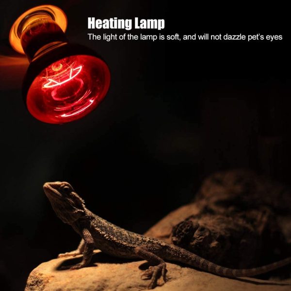 E27 Reptile Infrared Lamp, Infrared Heating Warming Lamp Light Bulb for Reptile Pet Supply, Terrarium Heat Lamps(100W) - Image 2