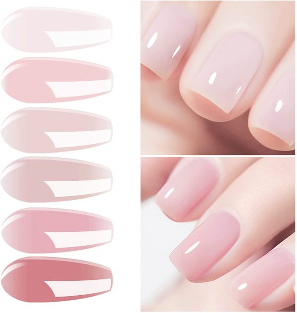 Vishine Nude Gel Polish Kit, Sheer Milky Pink Jelly Transparent Gel Nail Polish UV LED Gel Nail Gel Polish Varnish Nail Art DIY Saon 6Pcs 8ML - Image 4