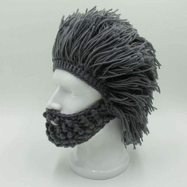 Flyou Wig Beard Hats Handmade Knit Warm Winter Caps Ski Funny Mask Beanie for Men Women - Image 7