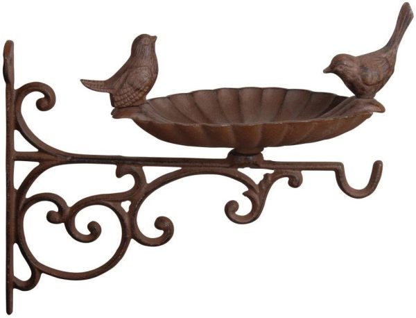 Fallen Fruits FB163 Bird Bath/Feeder with Wall Bracket-Brown