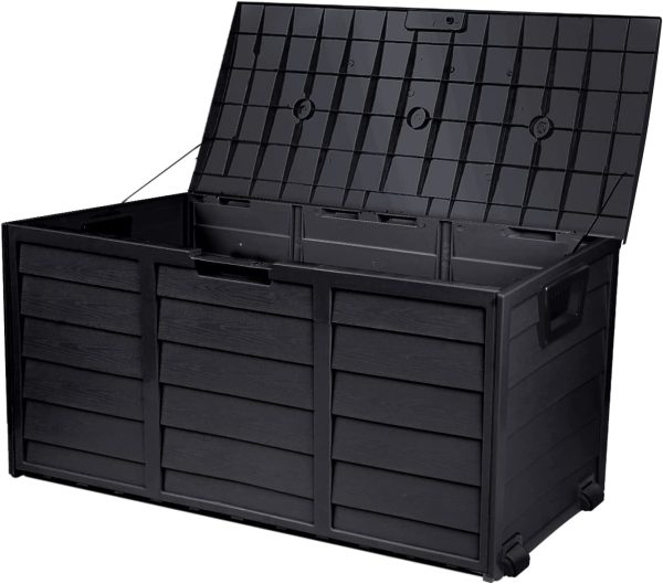 LI LIVSIP 290L Outdoor Storage Deck Box - Waterproof & Lockable Large Storage Container with Wheels Handle for Cushion Pillow Toys Garden Tools, Black - Image 3