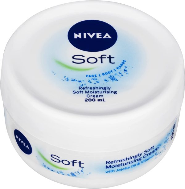 NIVEA Soft Moisturising Cream (200ml), Refreshing Moisturiser for Face, Body & Hands with Vitamin E and Jojoba Oil, Hand Cream Moisturises Deeply, All Purpose Body Lotion - Image 5