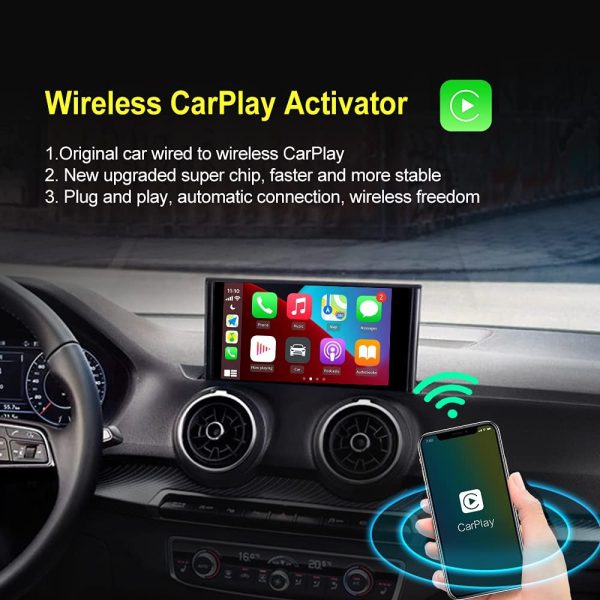 Wireless CarPlay CarlinKit 3.0 Turn Built-in Wired Apple CarPlay to Wireless, for Skoda Fabia/Superb/Octavia/Kodiaq, for Hyundai Sonata/ i30, for Peugeot 5008/3008. Wi-Fi 5G, Siri, GPS Navigation