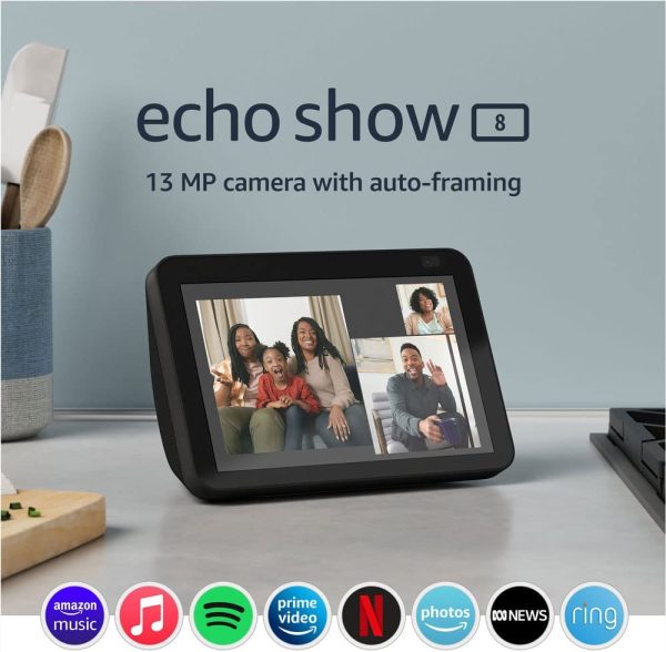 Echo Show 8 (2nd Gen, 2021 release) | HD smart display with Alexa and 13 MP camera | Charcoal