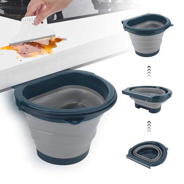 Eleganted Kitchen Hanging Trash Can 4L Folding Trash Can for Kitchen Cabinet Door (Gray) - Image 3