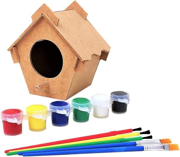 DIY Bird House Painting Kit with Ready to Use 6 Colours Acrylic Paints and 5 Brushes Build and Decorate Bird House or Nest Activity Craft Hobbies - Image 5