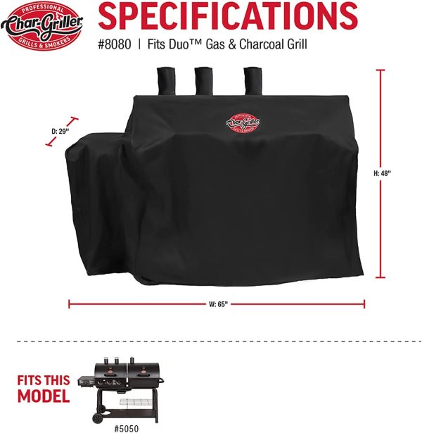 Char-Griller 8080 Dual Fuel Grill Cover, Black - Image 6