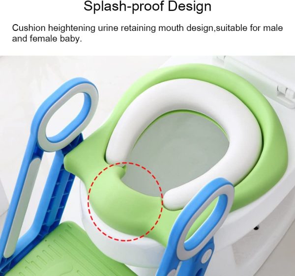 Potty Training Seat for Kids, FOME Toilet Seat for Potty Training Step Trainer Ladder Toilet Training Potty Seat Sturdy Comfortable Built in Non-Slip Steps Soft Pad for Baby Boys Girls - Image 2