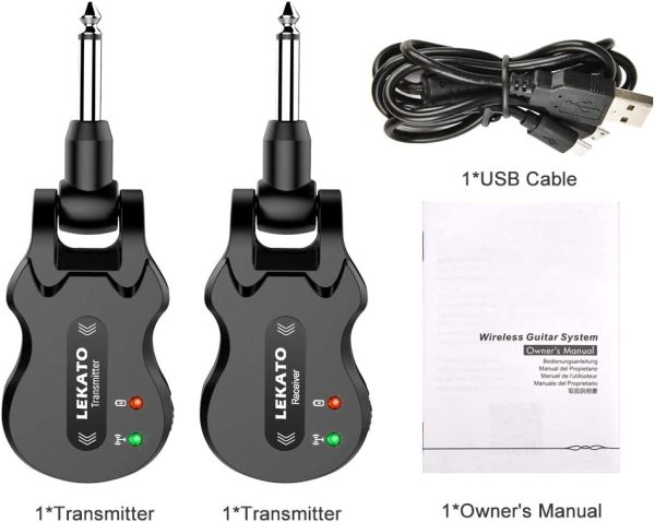 LEKATO Wireless Guitar System Wireless Guitar Transmitter Receiver Rechargeable Audio Wireless Transmitter Receiver 4 Channels Transmission Range for Electric Guitar Bass