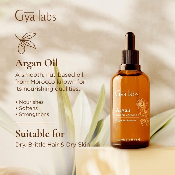 Gya Labs USDA Organic Argan Carrier Oil (3.4 oz) - Moisturizing and Nourishing - Image 2