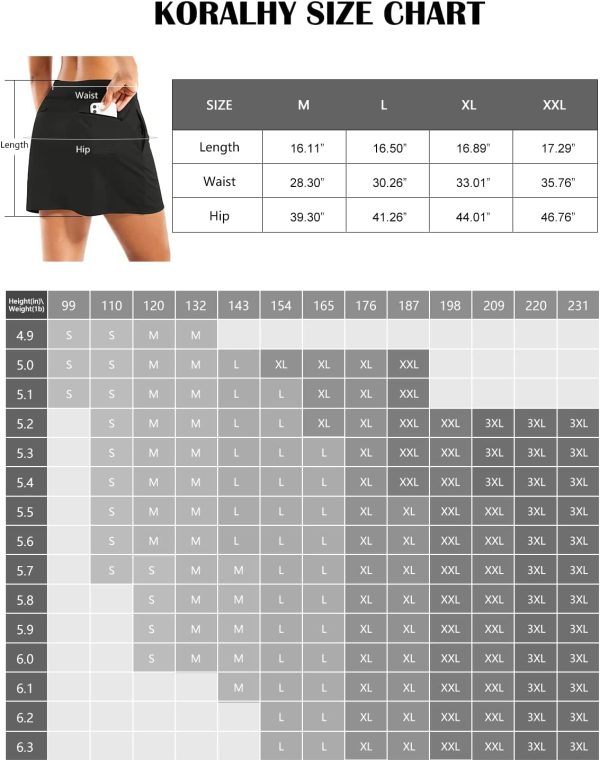 KORALHY Women's UPF 50+ Athletic Golf Skorts with Zip Pockets for Hiking, Tennis, Everyday Casual - Image 2