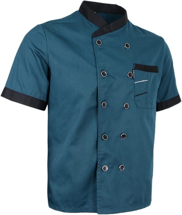 Generic Summer Breathable Chef Jacket Coat Kitchen Bakery Chefs Uniform Short Sleeve