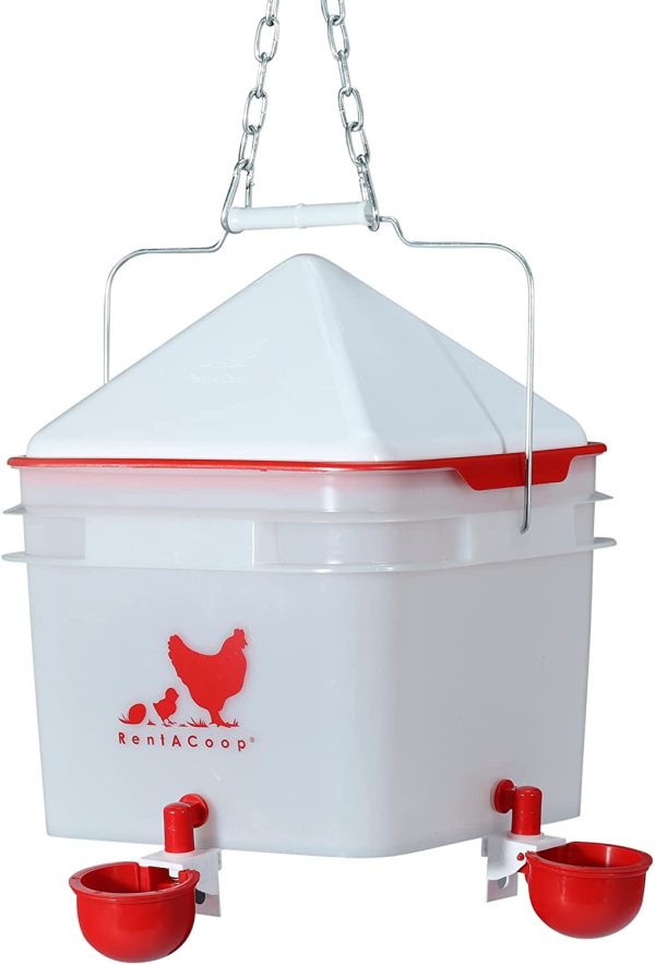 RentACoop 2 Gallon Red Cup Waterer (Corner) - Image 2