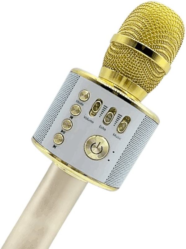 Microphone KAMLE Wireless Bluetooth Karaoke - for Valentine's Day & Birthday Day Party Portable Hand Speaker Stereo Player KTV Karaoke Mic for iPhone/Android/iPad/Sony/TV and All Smartphone(Gold)