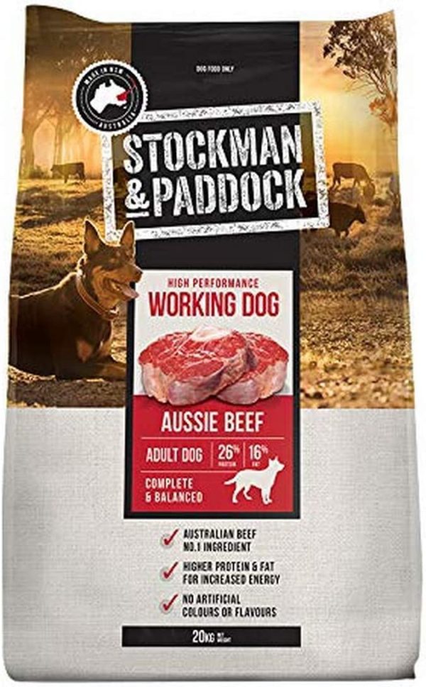 Stockman and Paddock High Performance Dry Beef Food for Working Dog, 20 Kilograms