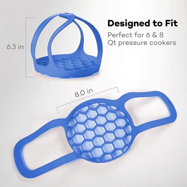 Pressure Cooker Sling??Silicone Bakeware Sling for Instant Pot 6 Qt/8 Qt Anti-scalding Bakeware Lifter Steamer Rack??BPA-Free Silicone Egg Steamer Rack (Blue) - Image 7