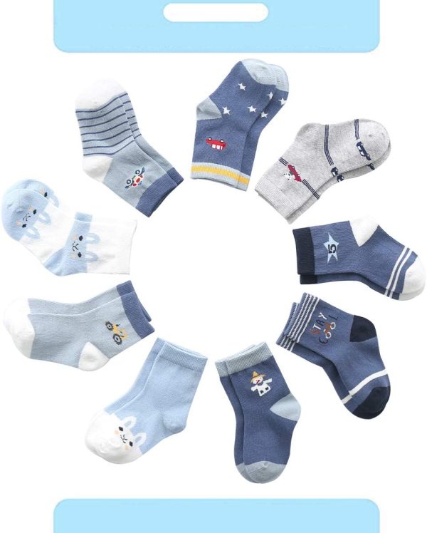 Cotton Baby Boy Socks, 9 Pairs Cute Socks for Baby Boys Cotton Coming - Image 3